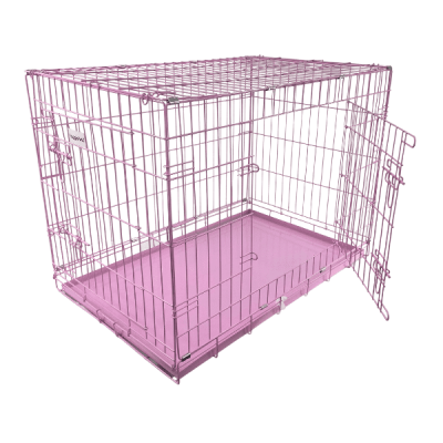 HugglePets Pink Dog Crate with Metal Tray - Large