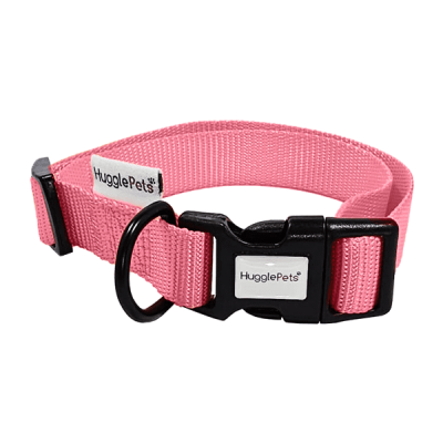 HugglePets Adjustable Snappy Dog Collar - Pink, Large Collar