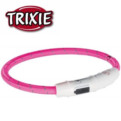Trixie Safer Life USB Flash Light Ring - Pink, L-XL (65cm)