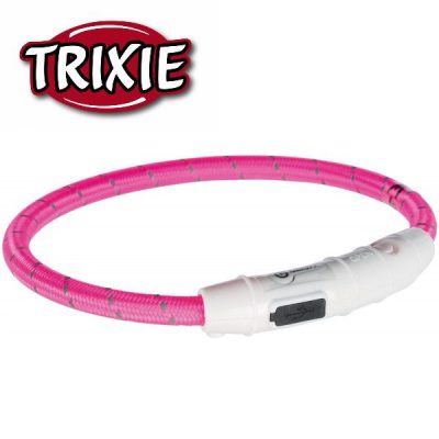 Trixie Safer Life USB Flash Light Ring - Pink, M - L (45cm)