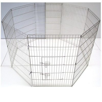 Puppy Play Pen Pet Enclosure – Silver - X-Large