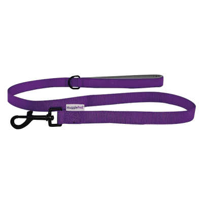 HugglePets Padded Nylon Dog Lead - Purple