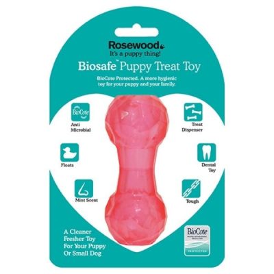 Rosewood BioSafe Puppy Treat Dumbell - Pink
