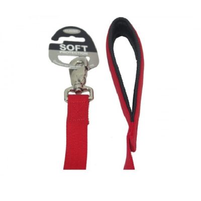 Rosewood Classic Soft Protection Padded Dog Lead - Red, 40" x 1"