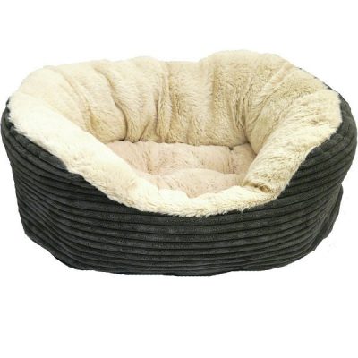 Rosewood 40 Winks Grey Jumbo Cord / Plush Oval Bed - Small