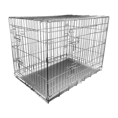 HugglePets Silver Dog Crate with Metal Tray - Silver, Small