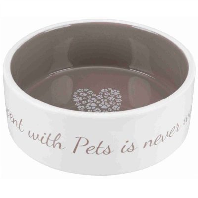 Trixie "Time Spent with Pets is Never Wasted" Ceramic Bowl - 0.8 L / 16 cm