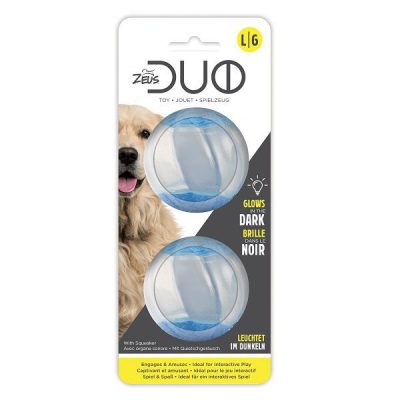 Zeus Duo Ball - with Squeaker & Glow, 6.3cm