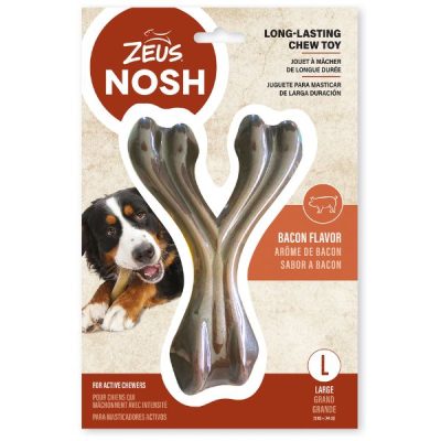 Zeus Nosh Strong Chew Bacon Wishbone - Large