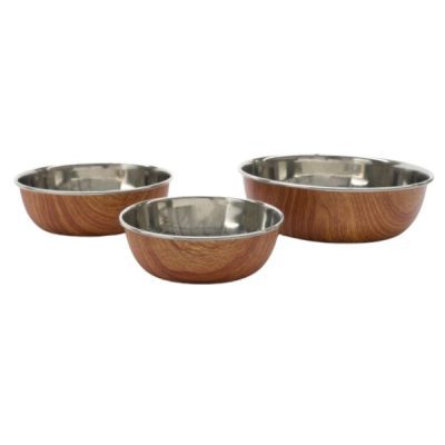 Rosewood Wood Effect Steel Pet Bowl