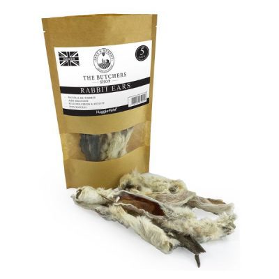 The Butchers Shop Rabbit Ear with Hair Dog Treat