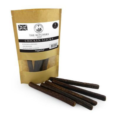 The Butchers Shop chicken Dog Stick Treats.