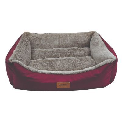 HugglePets Luxury Plush Dog Lounger - Red & Grey.