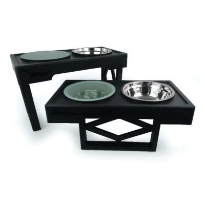 HugglePets Adjustable Double Diner With Slow Feeder
