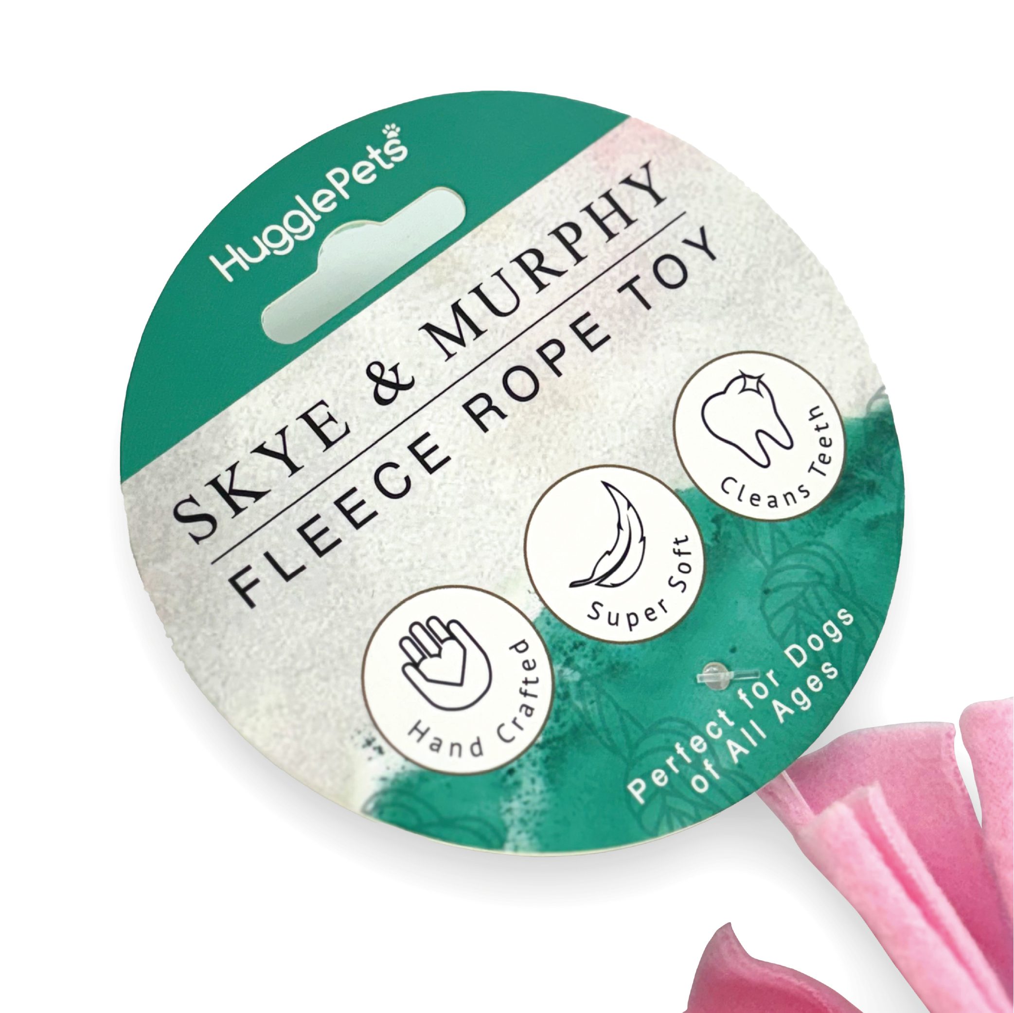 HugglePets Skye & Murphy Fleece Rope Ball Dog Toy