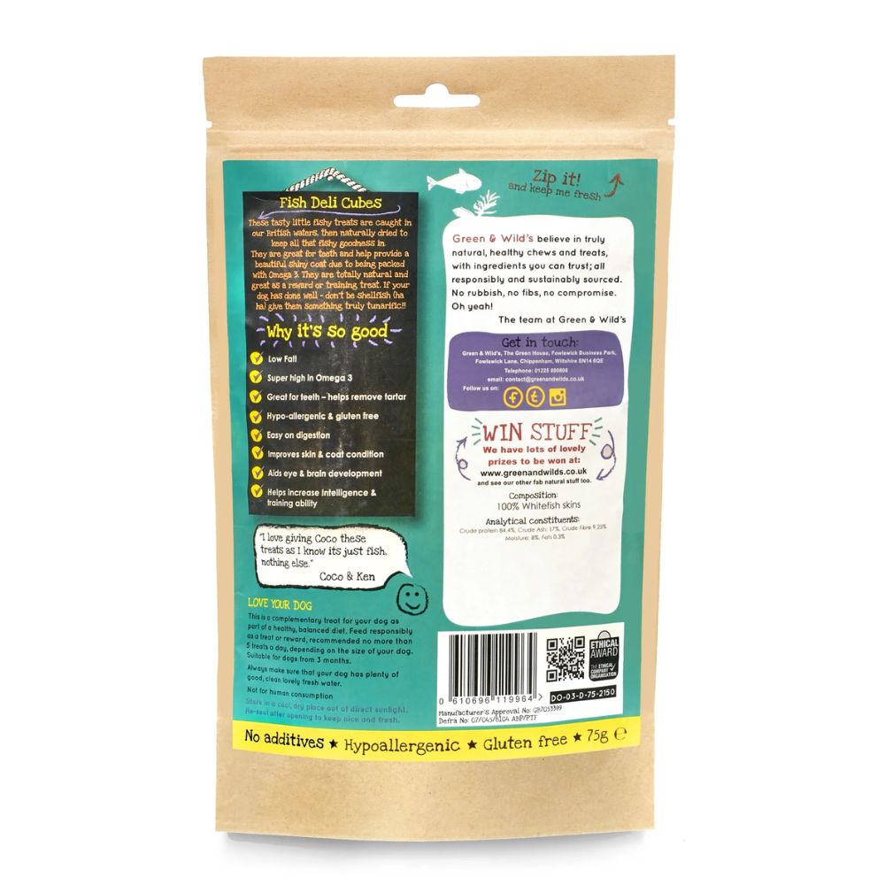 Green & Wilds Fish Deli Cubes 75g - HugglePets