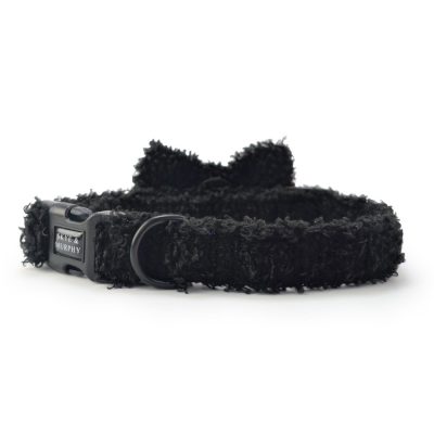 HugglePets Skye & Murphy Teddy Dog Collar & Bow Tie Set - Medium, Noir