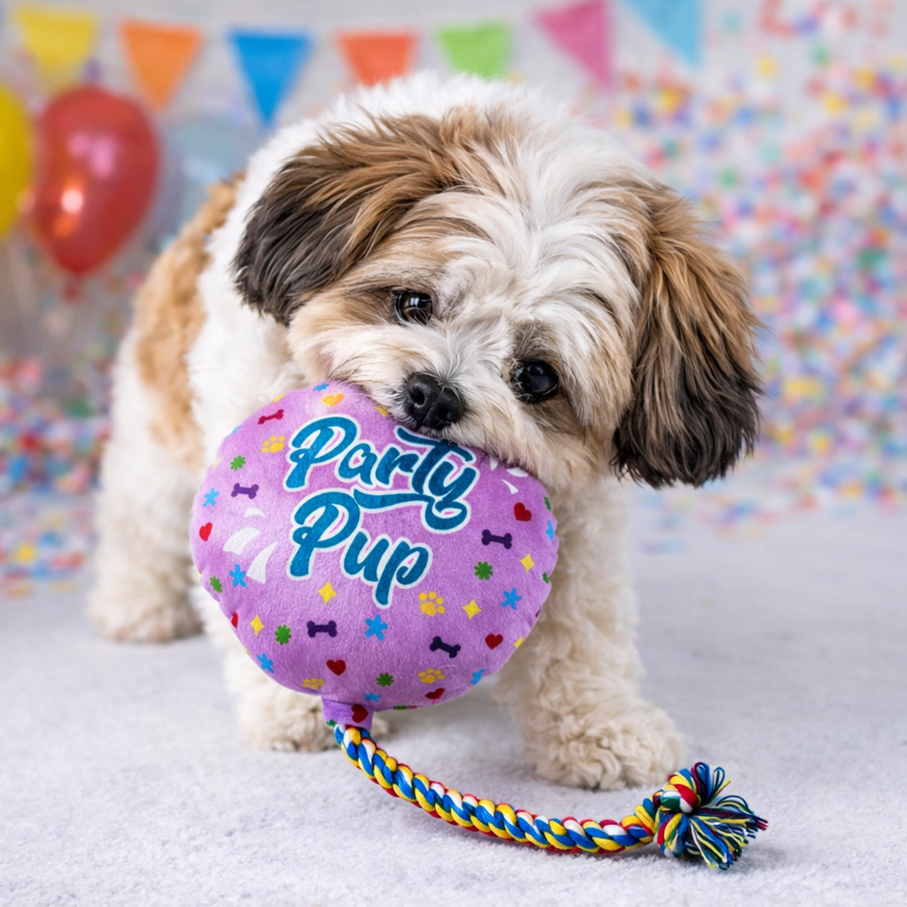 HugglePets Party Pup Ballon Squeaky Dog Toy