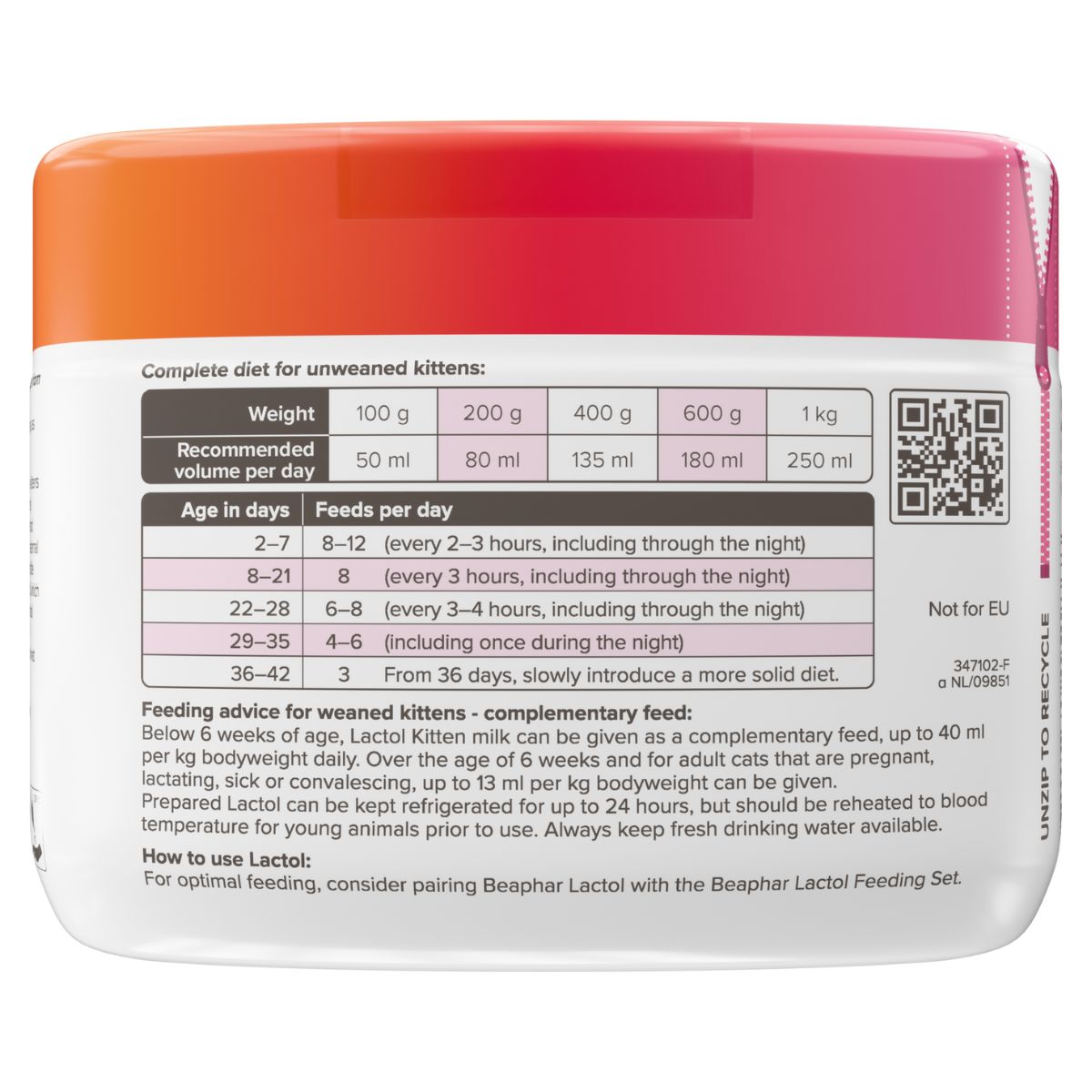 Beaphar Lactol Milk Replacer for Kittens